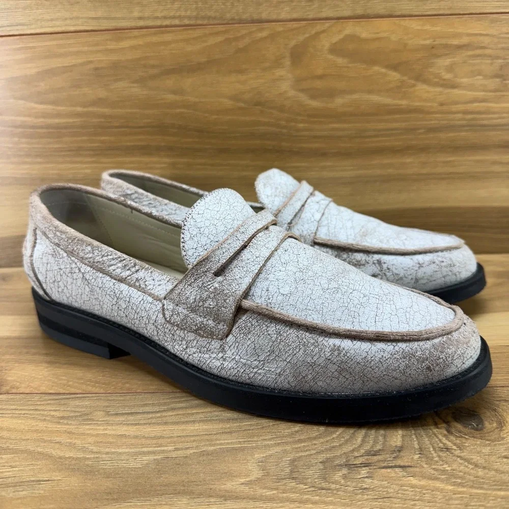 Duke Dexter Penny Loafers UK 9 US 10 Crackled Distressed‎ Suede Made Different